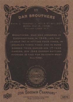 2014 Upper Deck Goodwin Champions #171 Dan Brouthers Back
