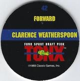 1993 Classic Four Sport - Tonx #42 Clarence Weatherspoon Back