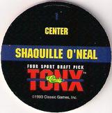 1993 Classic Four Sport - Tonx #1 Shaquille O'Neal Back
