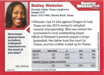 2013 Sports Illustrated for Kids #211 Bailey Webster Back