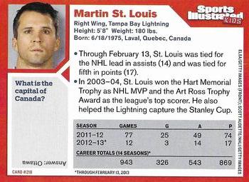 2013 Sports Illustrated for Kids #218 Martin St. Louis Back