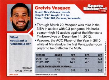 2013 Sports Illustrated for Kids #234 Greivis Vasquez Back