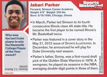 2013 Sports Illustrated for Kids #242 Jabari Parker Back