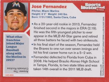 2013 Sports Illustrated for Kids #283 Jose Fernandez Back