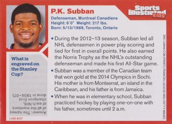 2014 Sports Illustrated for Kids #337 P.K. Subban Back