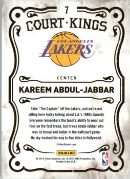 2012 Panini Black Friday - Kings #7 Kareem Abdul-Jabbar Back