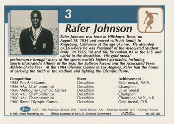 1991 Impel U.S. Olympic Cards Decathlon Gold #3 Rafer Johnson Back