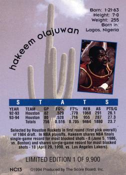 1994 Score Board National #NC13 Hakeem Olajuwon Back