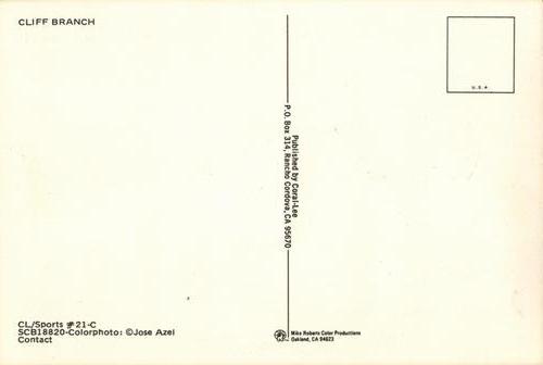 1979-83 Coral-Lee Postcards #21-C Cliff Branch Back