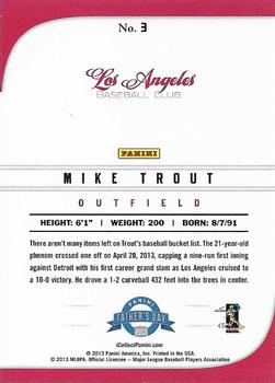 2013 Panini Father's Day #3 Mike Trout Back