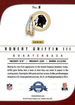 2013 Panini Father's Day #8 Robert Griffin III Back