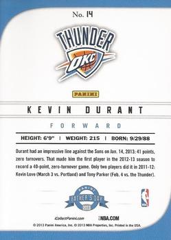 2013 Panini Father's Day #14 Kevin Durant Back