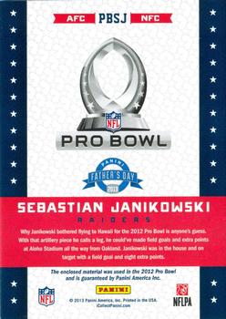 2013 Panini Father's Day - Pro Bowl Materials #PBSJ Sebastian Janikowski Back
