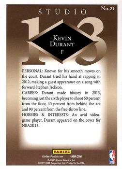 2013 Panini Father's Day - Studio #21 Kevin Durant Back