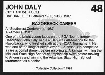 1991 Collegiate Collection Arkansas Razorbacks #48 John Daly Back