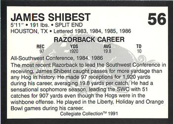 1991 Collegiate Collection Arkansas Razorbacks #56 James Shibest Back