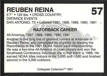 1991 Collegiate Collection Arkansas Razorbacks #57 Reuben Reina Back