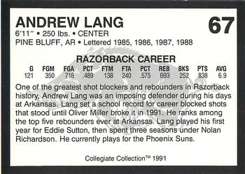 1991 Collegiate Collection Arkansas Razorbacks #67 Andrew Lang Back
