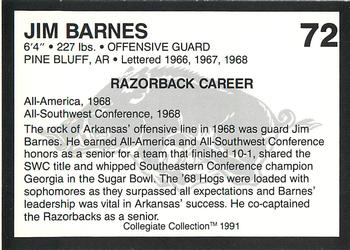 1991 Collegiate Collection Arkansas Razorbacks #72 Jim Barnes Back