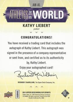 2011 Upper Deck World of Sports - Athletes of the World Autographs #AW-KL Kathy Liebert Back
