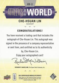 2011 Upper Deck World of Sports - Athletes of the World Autographs #AW-LI Che-Hsuan Lin Back