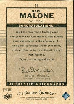 2014 Upper Deck Goodwin Champions - Goudey Autographs #18 Karl Malone Back