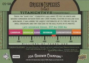 2014 Upper Deck Goodwin Champions - Origin of Species Patches #OS-58 Titanichthys Back