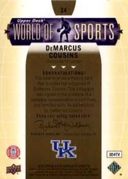 2011 Upper Deck World of Sports - Autographs #34 DeMarcus Cousins Back