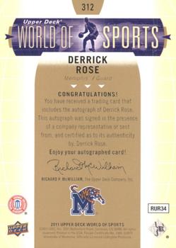 2011 Upper Deck World of Sports - Autographs #312 Derrick Rose Back