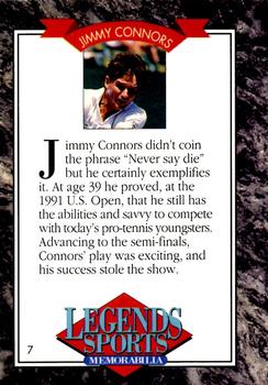 1992 Legends Sports Memorabilia #7 Jimmy Connors Back