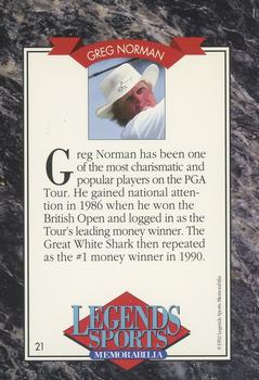 1992 Legends Sports Memorabilia #21 Greg Norman Back