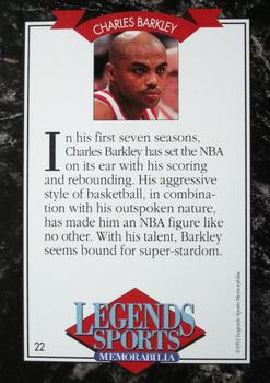 1992 Legends Sports Memorabilia #22 Charles Barkley Back