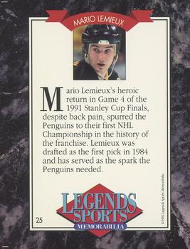 1992 Legends Sports Memorabilia #25 Mario Lemieux Back
