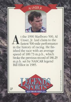 1992 Legends Sports Memorabilia #27 Al Unser Jr. Back
