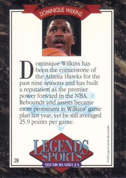1992 Legends Sports Memorabilia #28 Dominique Wilkins Back