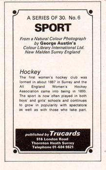 1970 Trucards Sport #6 Hockey Back