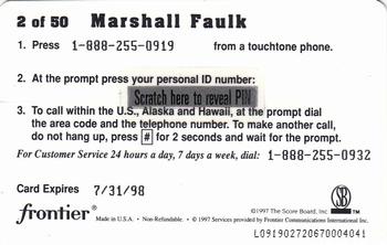 1997 Score Board Talk N' Sports - Phone Cards $1 #2 Marshall Faulk Back