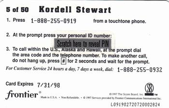 1997 Score Board Talk N' Sports - Phone Cards $1 #5 Kordell Stewart Back