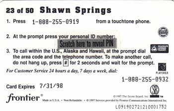 1997 Score Board Talk N' Sports - Phone Cards $1 #23 Shawn Springs Back