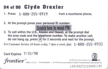 1997 Score Board Talk N' Sports - Phone Cards $1 #24 Clyde Drexler Back