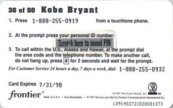 1997 Score Board Talk N' Sports - Phone Cards $1 #36 Kobe Bryant Back