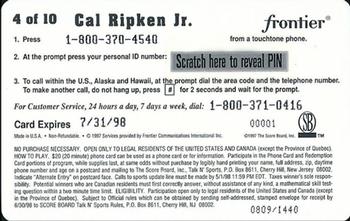 1997 Score Board Talk N' Sports - Phone Cards $20 #4 Cal Ripken Jr. Back