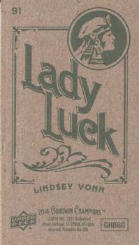 2014 Upper Deck Goodwin Champions - Mini Green Lady Luck Back #91 Lindsey Vonn Back