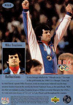 1996 Upper Deck USA Olympicards - Reflections of Gold #RG2 Mike Eruzione Back