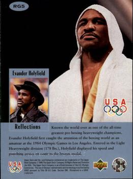 1996 Upper Deck USA Olympicards - Reflections of Gold #RG5 Evander Holyfield Back