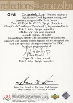 1996 Upper Deck USA Olympicards - Reflections of Gold Signatures #RGA6 Bruce Jenner Back