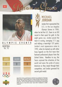 1996 Upper Deck USA Olympicards - Reign of Gold Holograms #RN1 Michael Jordan Back
