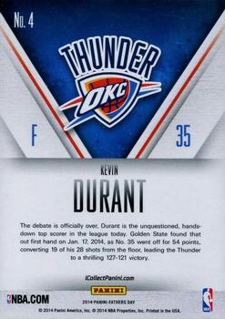 2014 Panini Father's Day #4 Kevin Durant Back