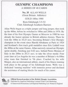 1996 Imperial Publishing Limited Olympic Champions #35 Allan Wells Back