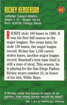 1996-98 Sports Illustrated for Kids Oversized #63 Rickey Henderson Back
